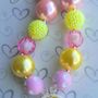 Pink Lemonade Pendant Chunky Necklace Hair Bow Sets Perfect Photo Props/Bubblegum Beads/Girls Jewelry-1