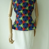 how and what prism print peplum top - Thumbnail 4