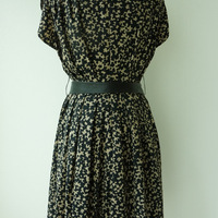 how and what black beige pattern dress with faux-leather belt - Thumbnail 2