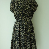 how and what black beige pattern dress with faux-leather belt - Thumbnail 1