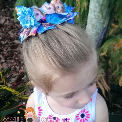 Elsa frozen hair bow/boutique bow/hair clip/girls bows