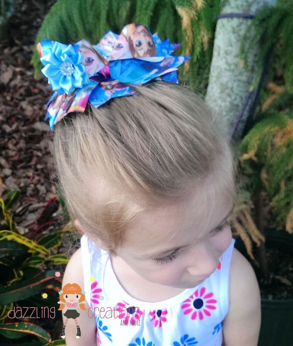 Elsa Frozen Hair Bow/Boutique Bow/Hair Clip/Girls Bows