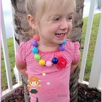 Rainbow plus Pink Chunky Necklace/Bubblegum Beads/Girls Jewelry - Thumbnail 1