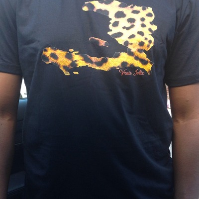 Men black crew neck- cheetah print