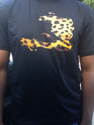 Men Black Crew neck- cheetah print