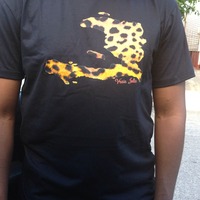 Men Black Crew neck- cheetah print - Thumbnail 2