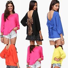  chiffon long sleeve shirt sexy leopard loose tops blouse (5 colors)