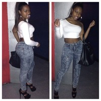 Distressed Ripped High Waist   - Thumbnail 1