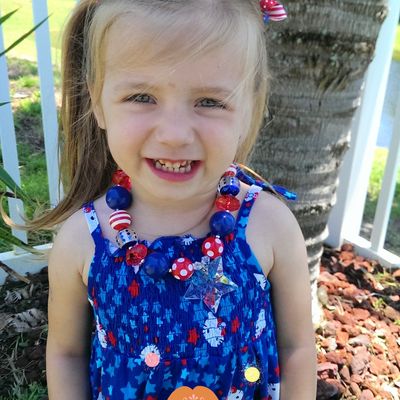 4th of july patriotic star chunky necklace