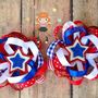 4th of July/Patriotic/Red White Blue Double Hair Bows/Photo Props-1