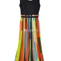 Boho Long Maxi Evening Party Dress Beach Stripe Dress 3 colors - Thumbnail 1
