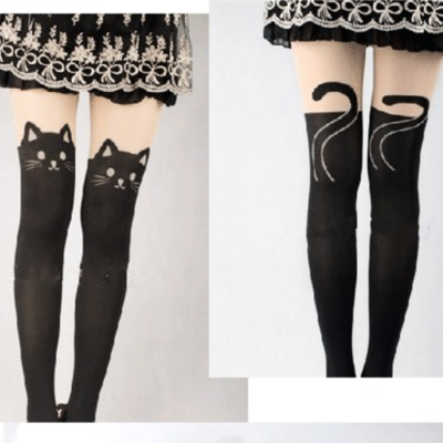 Summer  fashion cat， butterflies， heart-shaped butterfly printing  stocking - Thumbnail 5