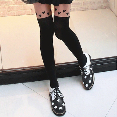 Summer  fashion cat， butterflies， heart-shaped butterfly printing  stocking