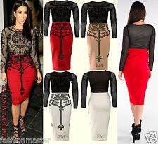 Celeb kim kardashian mesh skull velvet print bodycon pencil  dress size s/m/l/xl plus size too.