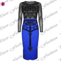 Celeb Kim Kardashian Mesh Skull Velvet Print Bodycon Pencil  Dress size S/M/L/XL Plus size too. - Thumbnail 2