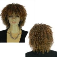 Anime-Micro Perm-Curly Short/Medium Spiky Brown Heat Resistant Fibre Synthetic Hair-(Brown/Black-Blend)-Womens - Thumbnail 1