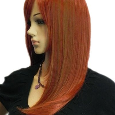 Anime-long-medium straight fibre synthetic hair-(wine red)-womens