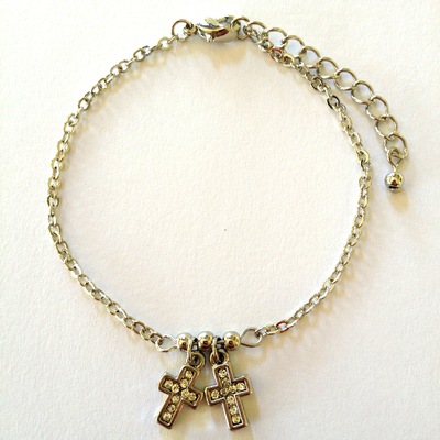 Tina - silver charmed cross bracelet