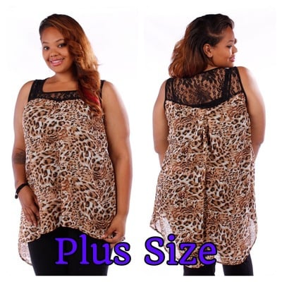 Plus size chiffon cheetah top-tde - Thumbnail 5