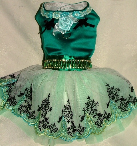 Very Beautiful TEAL Satin Designer Dog Dress