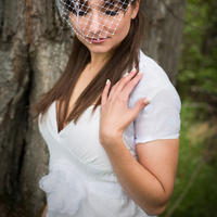 Birdcage Veil Headband with Polka Dot Bow  - Thumbnail 1