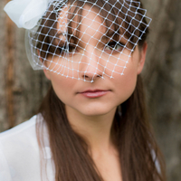 Birdcage Veil Headband with Polka Dot Bow  - Thumbnail 3
