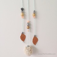 5" Be Free Wall Hanging - Felt Butterfly & Leather Feathers - Thumbnail 3