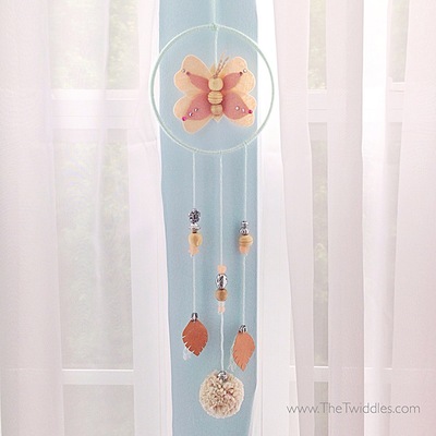 5" Be Free Wall Hanging - Felt Butterfly & Leather Feathers