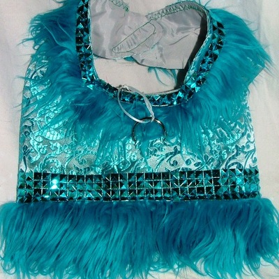 Lovely teal brocade dog vest harness