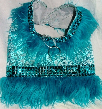 Lovely teal brocade dog vest harness