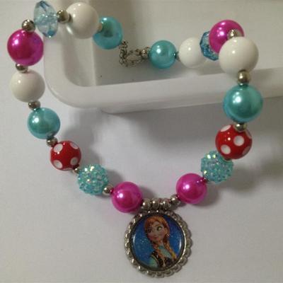 New chunky bubblegum bottle cap frozen character pandent necklace 