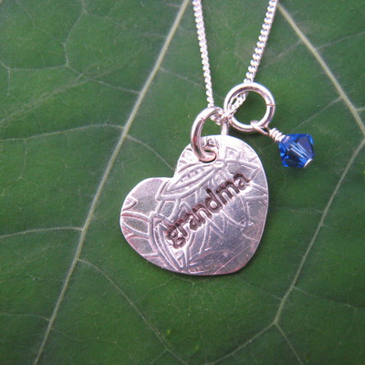 Grandma heart necklace with 1 birthstone