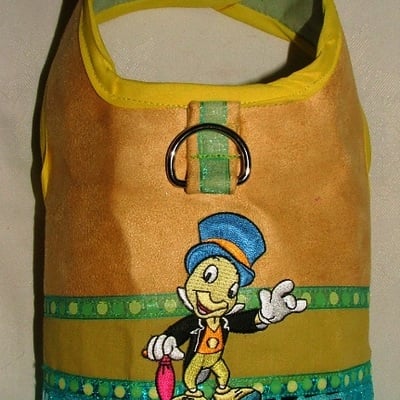 Jiminy cricket inspired dog harness vest