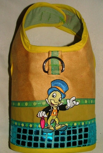 Jiminy cricket inspired dog harness vest