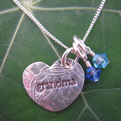 Grandma heart necklace with 2 birthstones