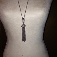 Silver Chain with Leaf/Multi chain pendant - Thumbnail 1