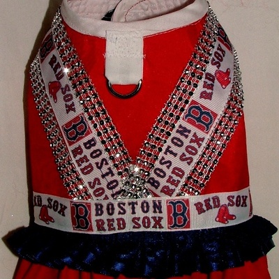 Boston red sox vest harness for female toy breed