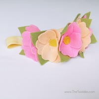 Multi-Flower Crown - Pink & Peach with elastic (6ct)  - Thumbnail 1