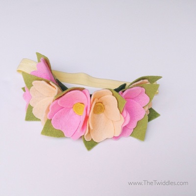 Multi-flower crown - pink & peach with elastic (6ct) 