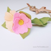 Dainty Flower Crown Tie-Back- Pink & Peach (2ct) - Thumbnail 2