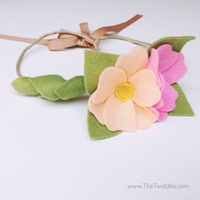 Dainty Flower Crown Tie-Back- Pink & Peach (2ct) - Thumbnail 1