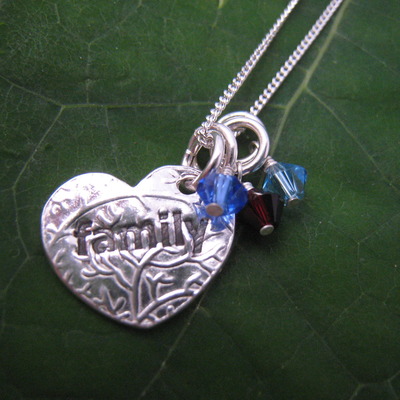 Family heart necklace with 3 birthstones