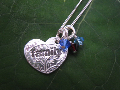 Family heart necklace with 3 birthstones