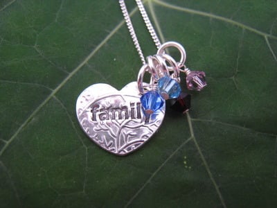 Family heart necklace with 4 birthstones