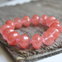 Cherry Quartz Bracelet, Pink Bracelet, Cherry Quartz, Chunky Bracelet - Thumbnail 2