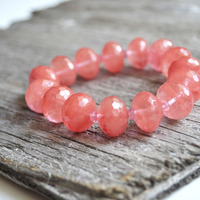 Cherry Quartz Bracelet, Pink Bracelet, Cherry Quartz, Chunky Bracelet - Thumbnail 3