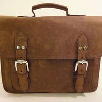 Large Leather Messenger - Full Grain Style Brief Bag - Thumbnail 1