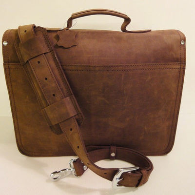 Large leather messenger - full grain style brief bag