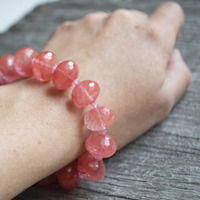 Cherry Quartz Bracelet, Pink Bracelet, Cherry Quartz, Chunky Bracelet - Thumbnail 1
