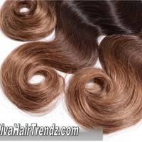 16", 18" & 20" Brazilian Remy Body Wave Dark to Cinnamon Brown to Honey Blonde Ombre [3 BUNDLES] - Thumbnail 2